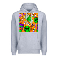 Heather Grey halloween snacks seamless pattern Premium Hoodie - BundleAndBundleShop