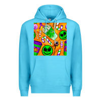 Ocean Blue halloween snacks seamless pattern Premium Hoodie - BundleAndBundleShop