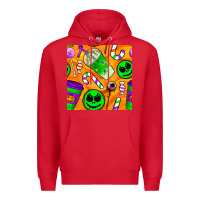 Red halloween snacks seamless pattern Premium Hoodie - BundleAndBundleShop