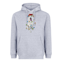 Heather Grey Christmas White Shepherd With Christmas Lights Heavyweight Hoodie - RanaPortraitStore