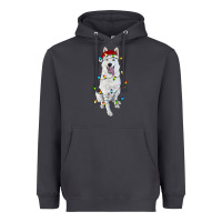 Christmas White Shepherd With Christmas Lights Heavyweight Hoodie | Teevron