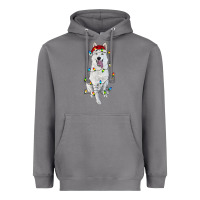 Storm Christmas White Shepherd With Christmas Lights Heavyweight Hoodie - RanaPortraitStore