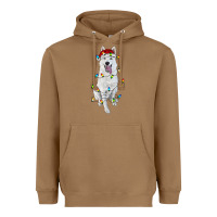 Toasted Coconut Christmas White Shepherd With Christmas Lights Heavyweight Hoodie - RanaPortraitStore