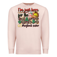 Pale Pink i'm just here for the snacks #softball sister Premium Sweatshirt - Zillion Design Studio