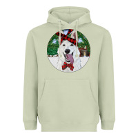 Matcha Christmas White Shepherd With Cowhide Heavyweight Hoodie - RanaPortraitStore