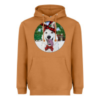 Meerkat Christmas White Shepherd With Cowhide Heavyweight Hoodie - RanaPortraitStore
