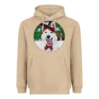 Mushroom Christmas White Shepherd With Cowhide Heavyweight Hoodie - RanaPortraitStore
