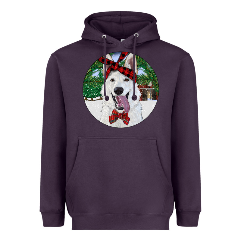 Christmas White Shepherd With Cowhide Heavyweight Hoodie by RanaPortraitStore | Teevron