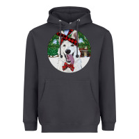 Smoke Christmas White Shepherd With Cowhide Heavyweight Hoodie - RanaPortraitStore