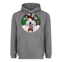 Storm Christmas White Shepherd With Cowhide Heavyweight Hoodie - RanaPortraitStore