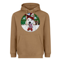 Toasted Coconut Christmas White Shepherd With Cowhide Heavyweight Hoodie - RanaPortraitStore