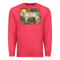 Cardinal western charolais bull and aztec sunflower background Premium Sweatshirt - RanaPortraitStore