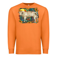 Carrot western charolais bull and aztec sunflower background Premium Sweatshirt - RanaPortraitStore