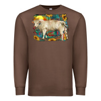 Chestnut western charolais bull and aztec sunflower background Premium Sweatshirt - RanaPortraitStore