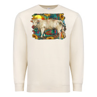 Sandshell western charolais bull and aztec sunflower background Premium Sweatshirt - RanaPortraitStore