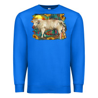 True Royal western charolais bull and aztec sunflower background Premium Sweatshirt - RanaPortraitStore