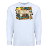 White western charolais bull and aztec sunflower background Premium Sweatshirt - RanaPortraitStore