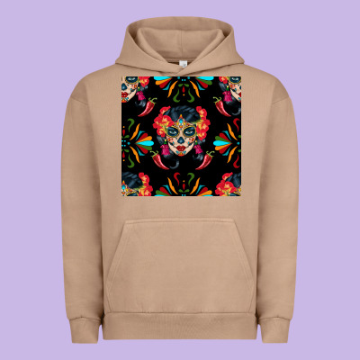 Sugar Skull Seamless Pattern Urban Hoodie Designed By Bundleandbundleshop