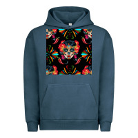 Pigment Midnight Navy sugar skull seamless pattern Urban Hoodie - BundleAndBundleShop