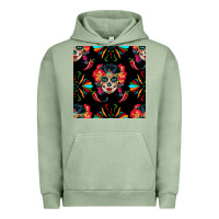 Pigment Oil Green sugar skull seamless pattern Urban Hoodie - BundleAndBundleShop