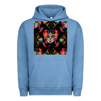 Pigment Pebble Blue sugar skull seamless pattern Urban Hoodie - BundleAndBundleShop