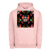 Pigment Salmon sugar skull seamless pattern Urban Hoodie - BundleAndBundleShop
