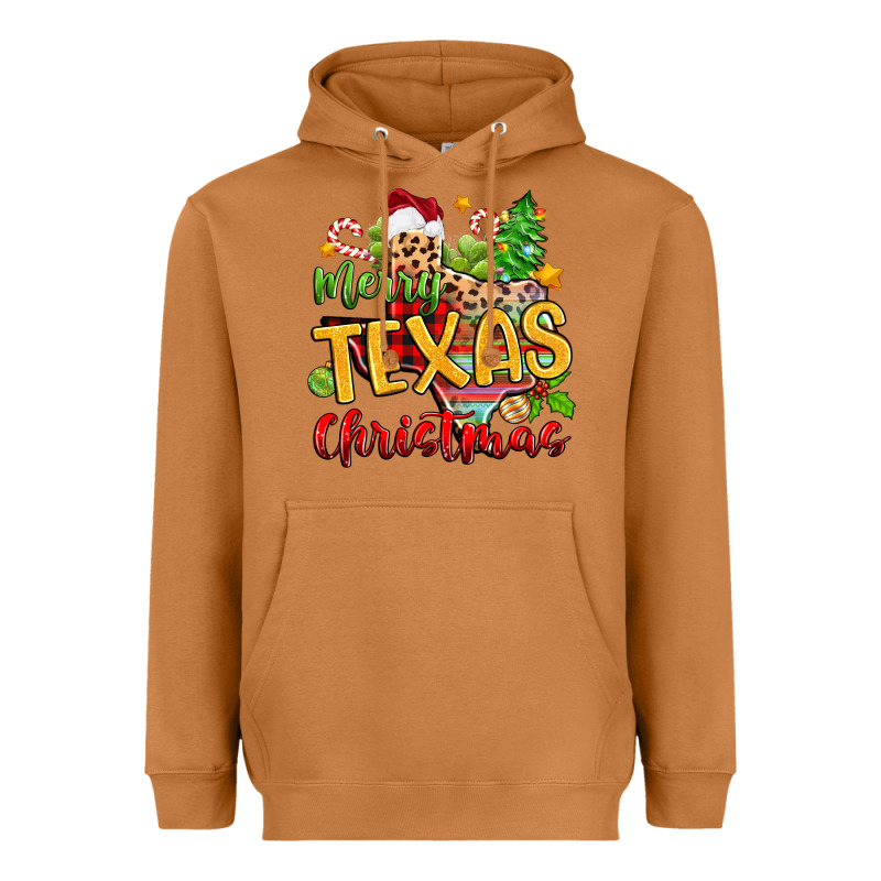 Merry Texas Christmas Heavyweight Hoodie by Zillion Design Studio | Teevron