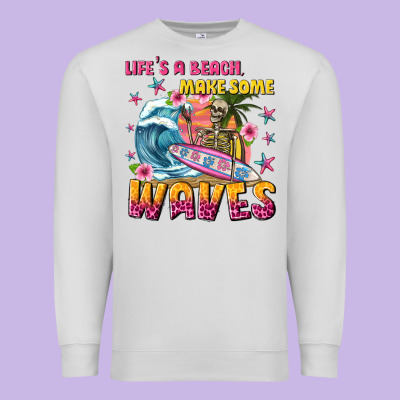 Lifes A Beach Make Some Waves Premium Sweatshirt Designed By Texasbilliewilder