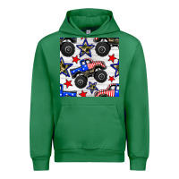 Emerald usa monster truck seamless pattern Urban Hoodie - BundleAndBundleShop