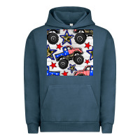 Pigment Midnight Navy usa monster truck seamless pattern Urban Hoodie - BundleAndBundleShop