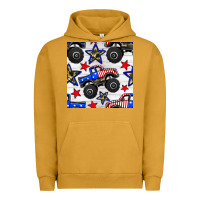 Pigment Peanut Butter usa monster truck seamless pattern Urban Hoodie - BundleAndBundleShop
