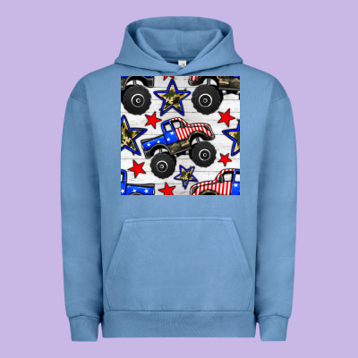 Usa Monster Truck Seamless Pattern Urban Hoodie Designed By Bundleandbundleshop