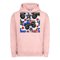 Pigment Salmon usa monster truck seamless pattern Urban Hoodie - BundleAndBundleShop