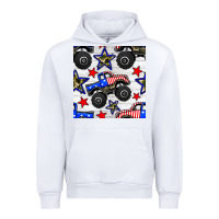White usa monster truck seamless pattern Urban Hoodie - BundleAndBundleShop