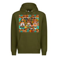 Army Green western fall gnomes tumbler Premium Hoodie - Artiststas