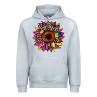 Heather Grey tie dye leopard sunflower Urban Hoodie - Artiststas