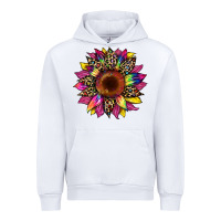 White tie dye leopard sunflower Urban Hoodie - Artiststas