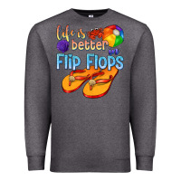 Charcoal Heather life is better in flip flops Premium Sweatshirt - texasbilliewilder