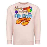 Pale Pink life is better in flip flops Premium Sweatshirt - texasbilliewilder
