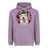 Lavender Christmas White Shepherd With Buffalo Plaid Heavyweight Hoodie - RanaPortraitStore