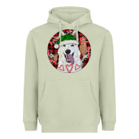 Matcha Christmas White Shepherd With Buffalo Plaid Heavyweight Hoodie - RanaPortraitStore