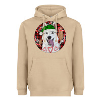 Mushroom Christmas White Shepherd With Buffalo Plaid Heavyweight Hoodie - RanaPortraitStore