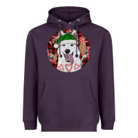 Plum Christmas White Shepherd With Buffalo Plaid Heavyweight Hoodie - RanaPortraitStore