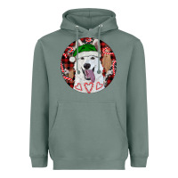 Sage Christmas White Shepherd With Buffalo Plaid Heavyweight Hoodie - RanaPortraitStore