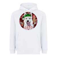 White Christmas White Shepherd With Buffalo Plaid Heavyweight Hoodie - RanaPortraitStore
