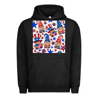 Pigment Black 4th of july patriotic gnome seamless pattern Urban Hoodie - BundleAndBundleShop