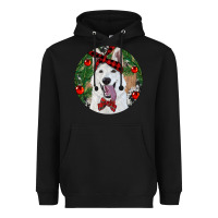 Black Christmas White Shepherd With Cowhide Heavyweight Hoodie - RanaPortraitStore