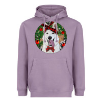 Lavender Christmas White Shepherd With Cowhide Heavyweight Hoodie - RanaPortraitStore