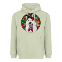 Matcha Christmas White Shepherd With Cowhide Heavyweight Hoodie - RanaPortraitStore