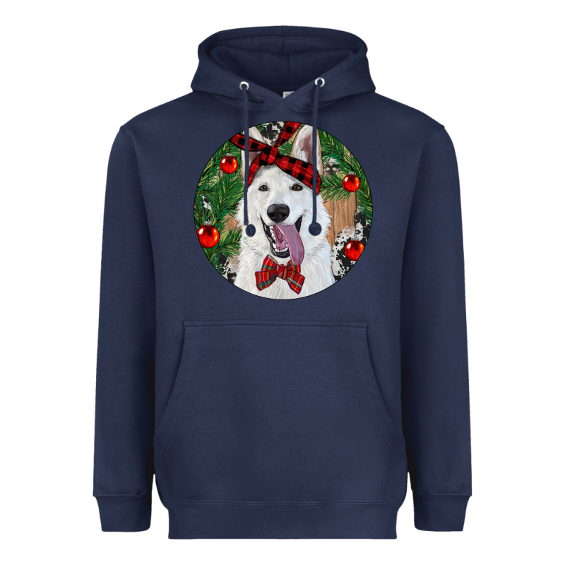 Christmas White Shepherd With Cowhide Heavyweight Hoodie by RanaPortraitStore | Teevron